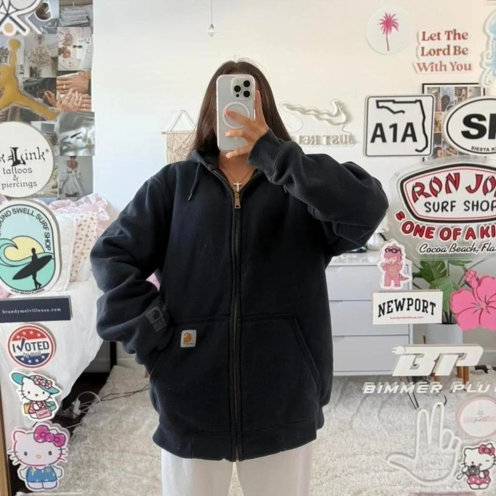 navy blue carhartt work jacket